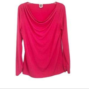 Anne Klein | Pink Draped Neck Top